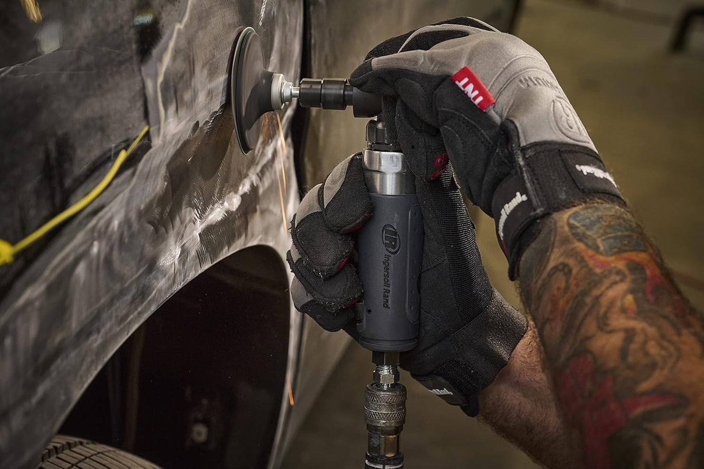 Ingersoll Rand 302B Angle Air Die Grinder, 20,000 rpm, 0.33 hp, 1/4" Collet, Rear Exhaust