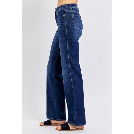 Judy Blue Women's Mid Rise Tummy Control Straight Jeans, Stretch Denim Comfort Fit for Everyday Wear - 88861 (US, Numeric, 3, Regular, Regular, Blue)