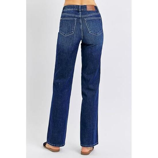 Judy Blue Women's Mid Rise Tummy Control Straight Jeans, Stretch Denim Comfort Fit for Everyday Wear - 88861 (US, Numeric, 3, Regular, Regular, Blue)