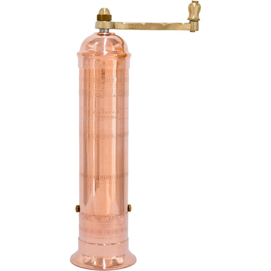 Alexander Home The Original Greek Pepper Mill 10 Inch Tall | European Pepper Mill Grinder with Crank Handle | Manual Pepper Grinder | Peppercorns Refillable - Copper