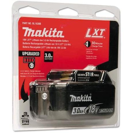 Makita BL1830B 18V LXT Lithium-Ion 3.0Ah Battery, Black