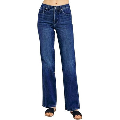 Judy Blue Women's Mid Rise Tummy Control Straight Jeans, Stretch Denim Comfort Fit for Everyday Wear - 88861 (US, Numeric, 3, Regular, Regular, Blue)