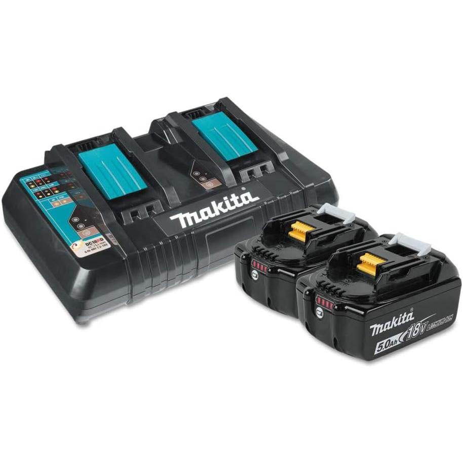 Makita BL1850B2DC2 18V LXT® Lithium-Ion Battery and Dual Port Charger Starter Pack (5.0Ah)