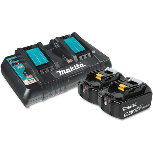Makita BL1850B2DC2 18V LXT® Lithium-Ion Battery and Dual Port Charger Starter Pack (5.0Ah)