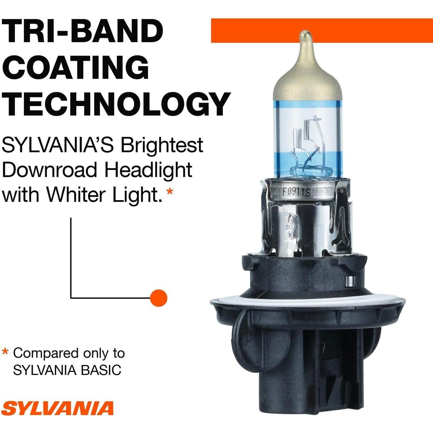 SYLVANIA - H13 SilverStar Ultra - High Performance Halogen Headlight Bulb, High Beam, Low Beam and Fog Replacement Bulb, Brightest Downroad with Whiter Light, Tri-Band Technology (Contains 1 Bulb)
