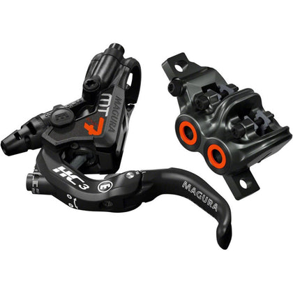 Magura MT7 HC3 Disc Brake and Lever - Front or Rear, Hydraulic, Post Mount, Black/Orange