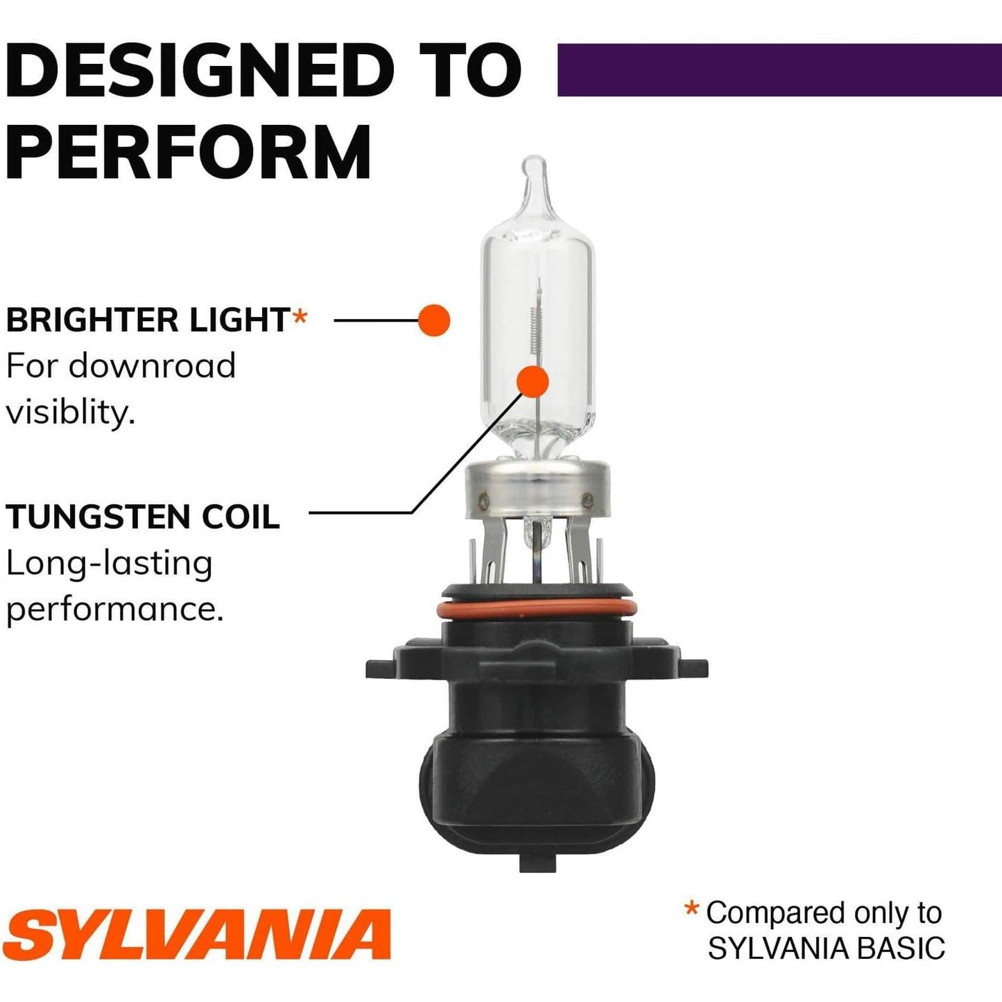 SYLVANIA - 9005 XtraVision Halogen Headlight Bulb - High-Performance Car Headlight - Halogen Light with No Glare - for Automotive - 2 Bulbs