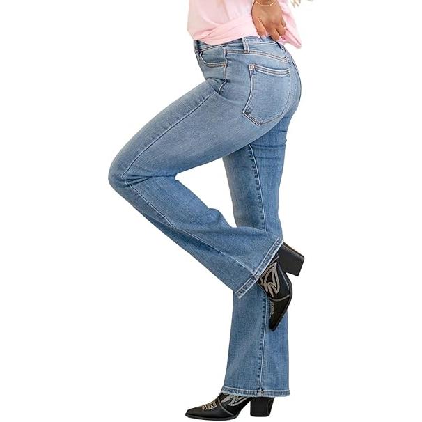 Judy Blue Women's Mid Rise Vintage Bootcut Jeans (Medium Blue, 14W)