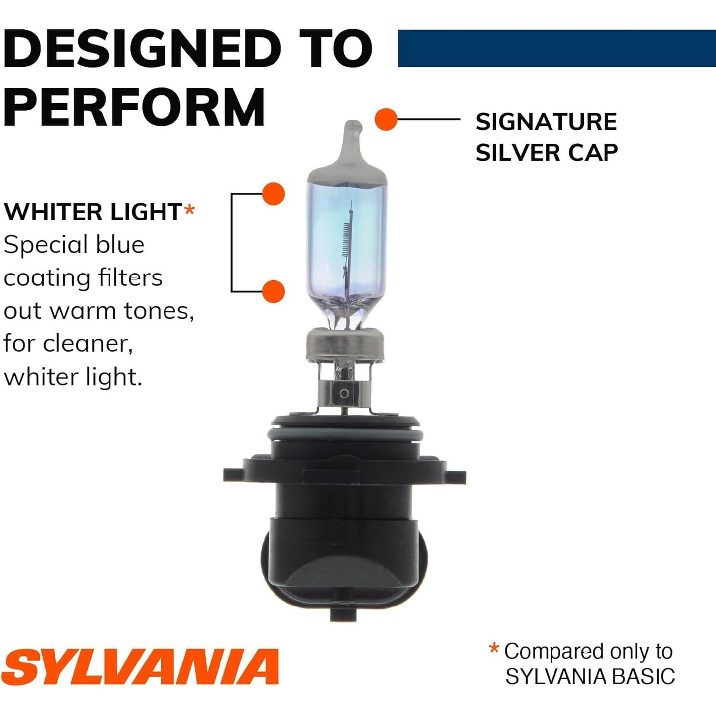 SYLVANIA - 9006 SilverStar - High Performance Halogen Headlight Bulb, High Beam, Low Beam and Fog Replacement Bulb, Brighter Downroad with Whiter Light (Contains 2 Bulbs)
