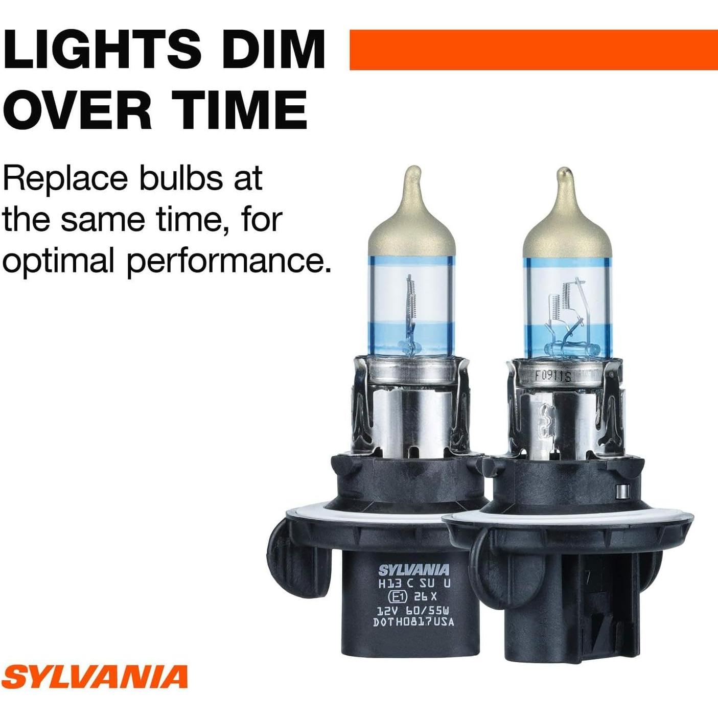 SYLVANIA - H13 SilverStar Ultra - High Performance Halogen Headlight Bulb, High Beam, Low Beam and Fog Replacement Bulb, Brightest Downroad with Whiter Light, Tri-Band Technology (Contains 1 Bulb)