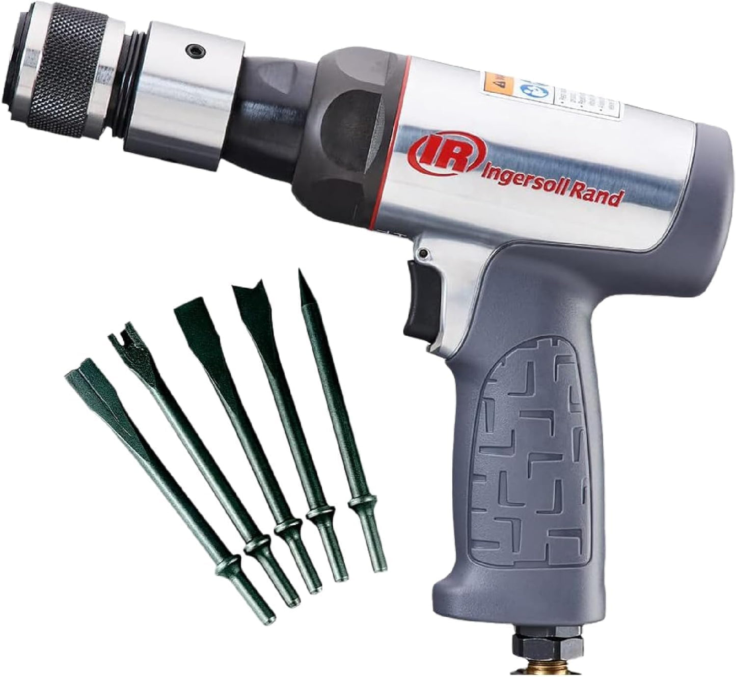 Ingersoll Rand 123MAXK Vibration Reduced Air Hammer 5-Piece Chisel Set, 3,530 BPM, 2-5/8" Stroke, Round Shank