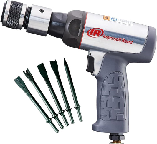 Ingersoll Rand 123MAXK Vibration Reduced Air Hammer 5-Piece Chisel Set, 3,530 BPM, 2-5/8" Stroke, Round Shank