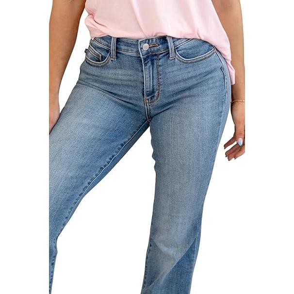 Judy Blue Women's Mid Rise Vintage Bootcut Jeans (Medium Blue, 18W)