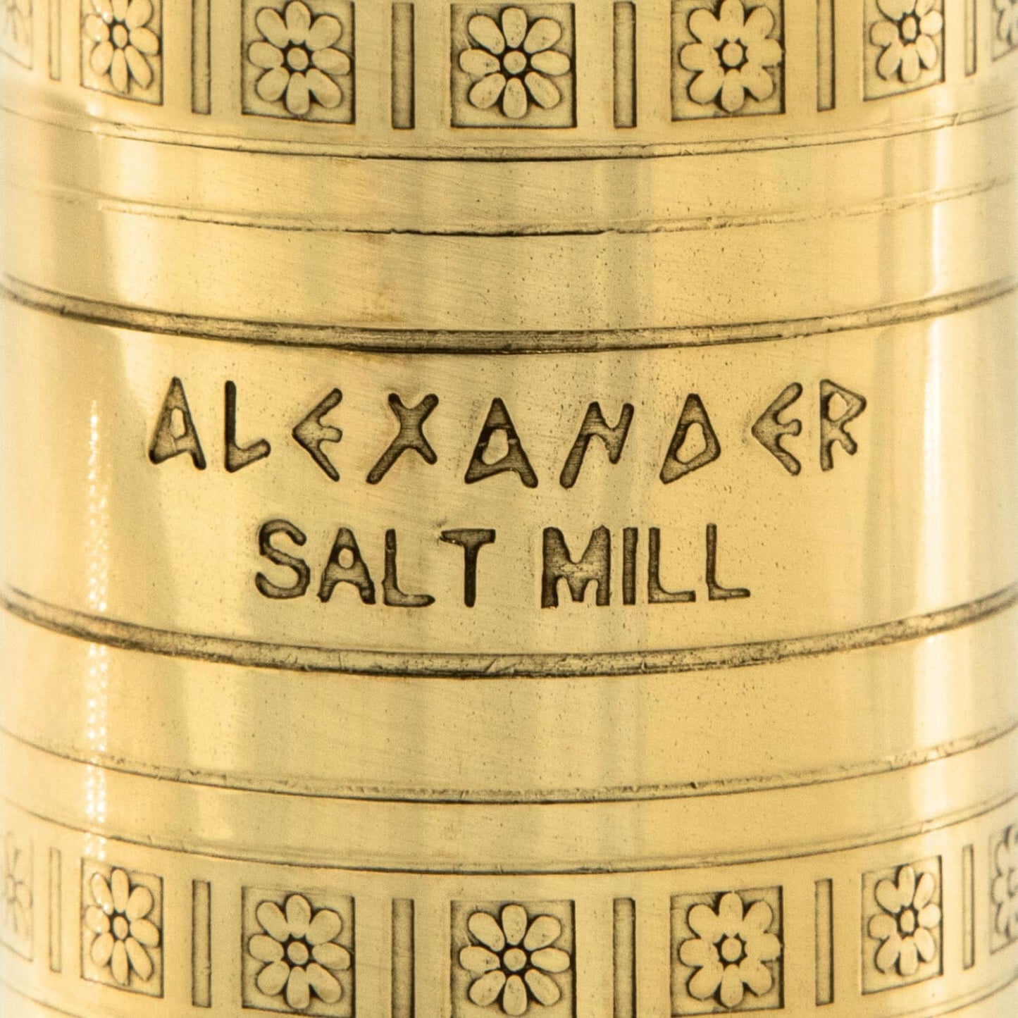 Alexander Home The Original Greek Salt Mill 8 Inch Tall | European Salt Mill Grinder with Crank Handle | Manual Salt Grinder | Salt Refillable - Brass