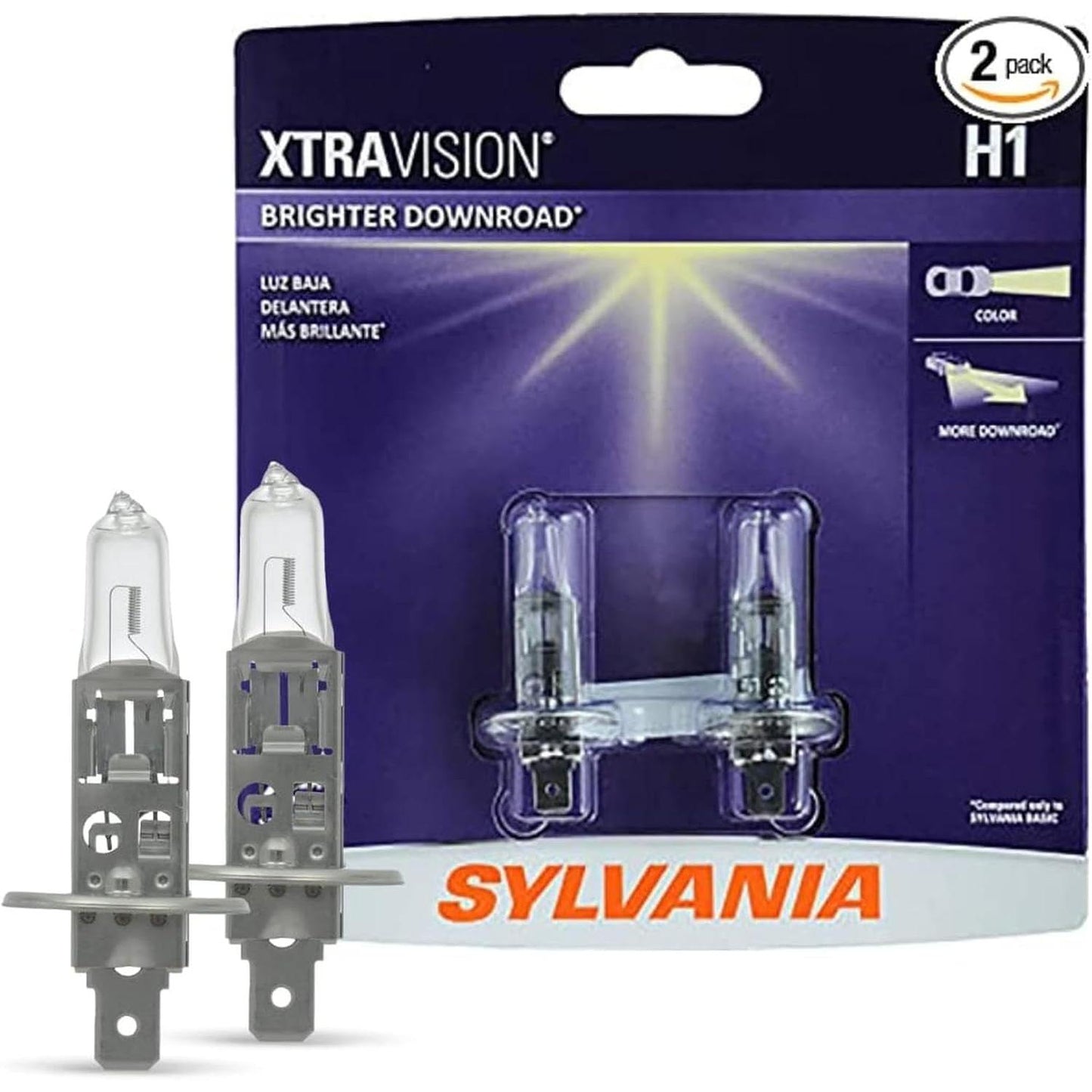 SYLVANIA - H1 XtraVision - High Performance Halogen Headlight Bulb, High Beam, Low Beam and Fog Replacement Bulb (Contains 2 Bulbs)