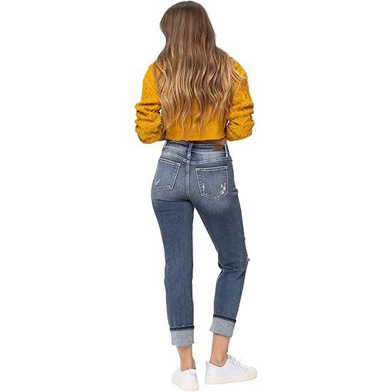 Judy Blue Midrise Cuffed Destroy Boyfriend Jeans, JB-82427 (15)