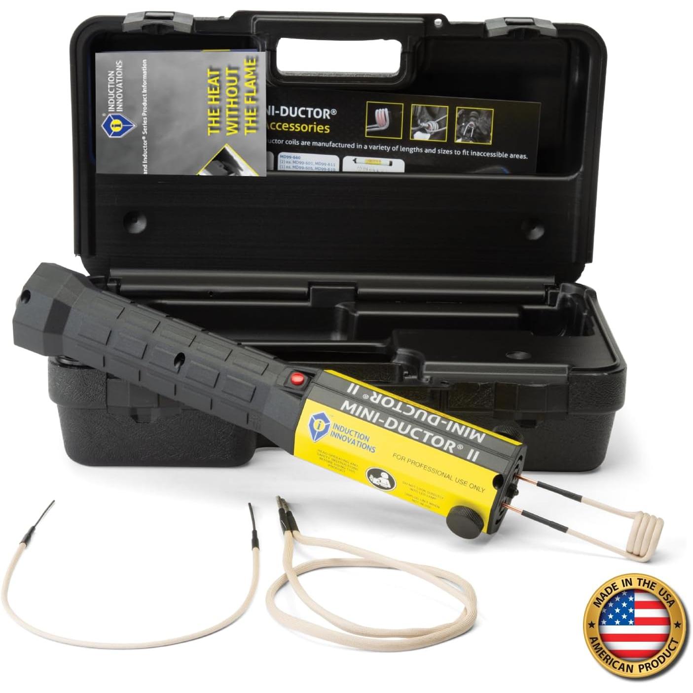 Induction Innovations - The Original Mini-Ductor II (MD-700) - Handheld Induction Heater with 3 Basic Coils, Rugged Carrier Case & Operations Manual to Safely Remove Nuts, Bolts, Bearings, & More
