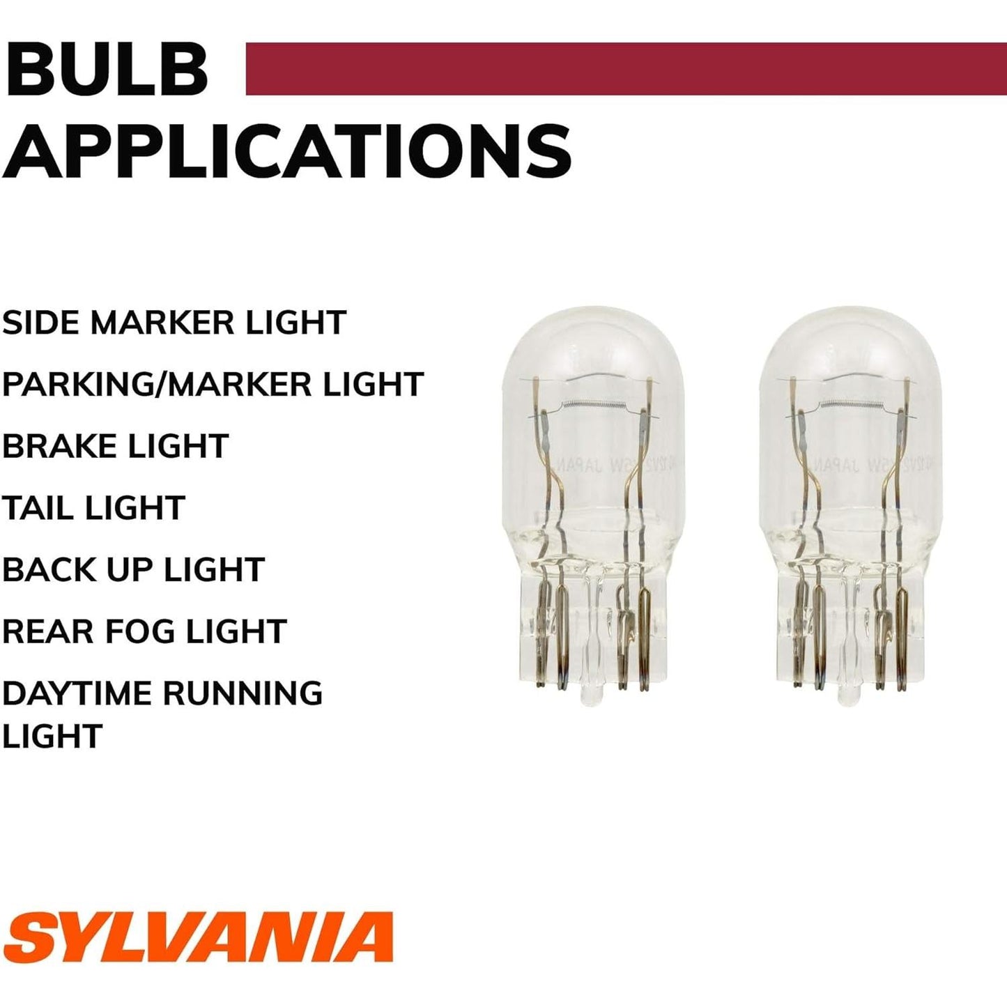 SYLVANIA - 7443 Long Life Miniature - Bulb, Ideal for Daytime Running Lights (DRL) and Back-Up/Reverse Lights (Contains 2 Bulbs)