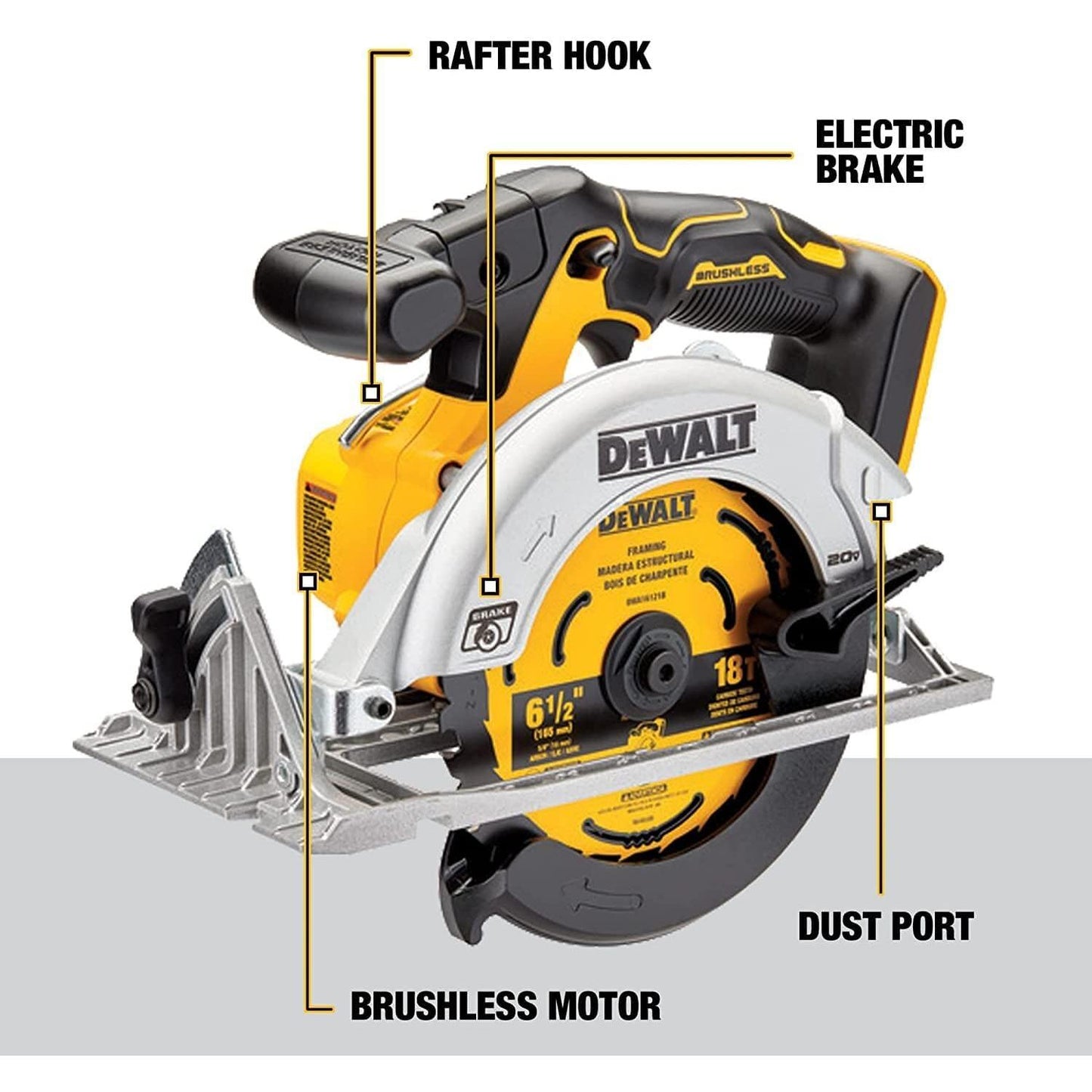 DEWALT 20V MAX* 6-1/2 in. Brushless Cordless Circular Saw, Tool Only (DCS565B)