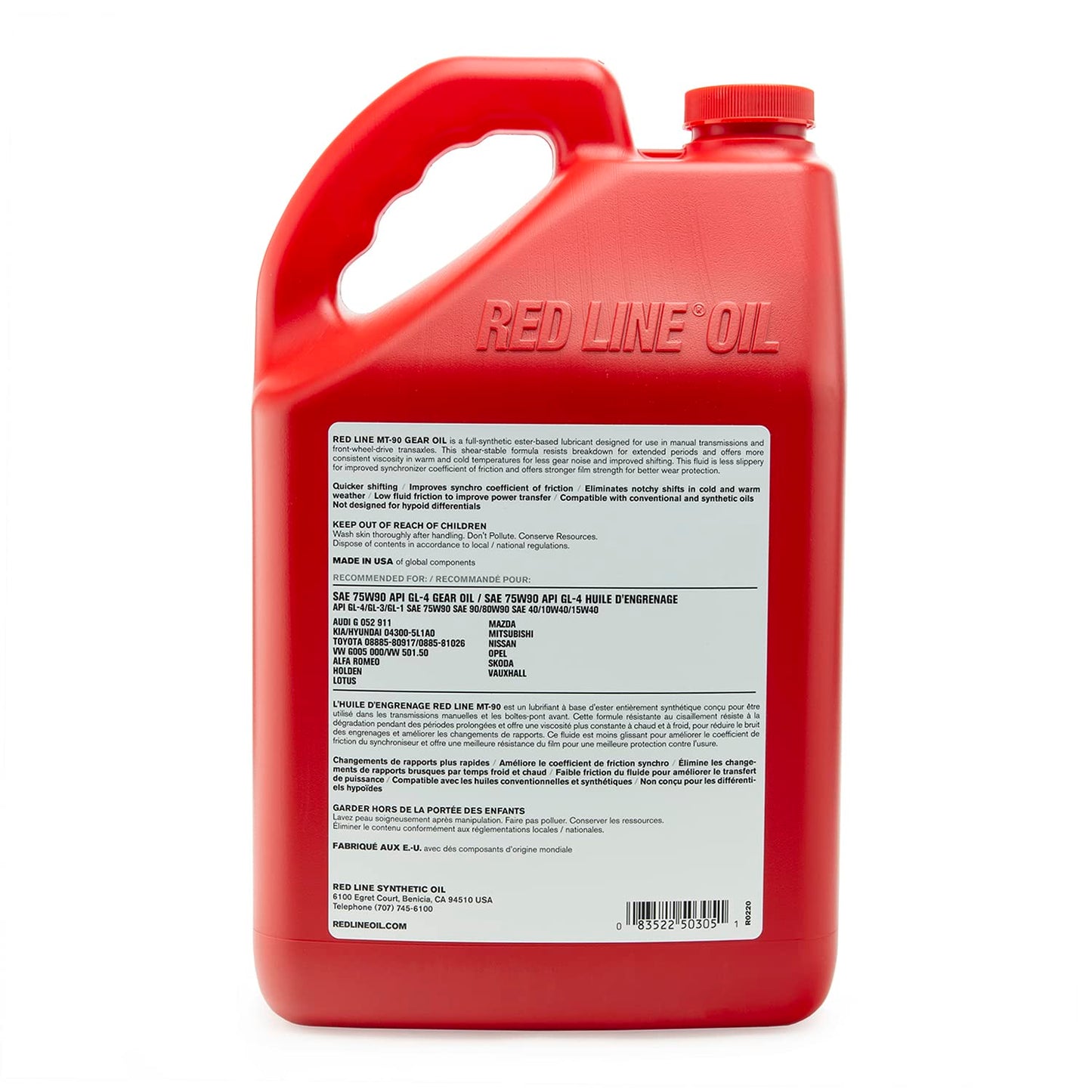 Red Line 50305 MT-90 75W-90 GL-4 Manual Transmission and Transaxle Lubricant (MTL) - 1 Gallon