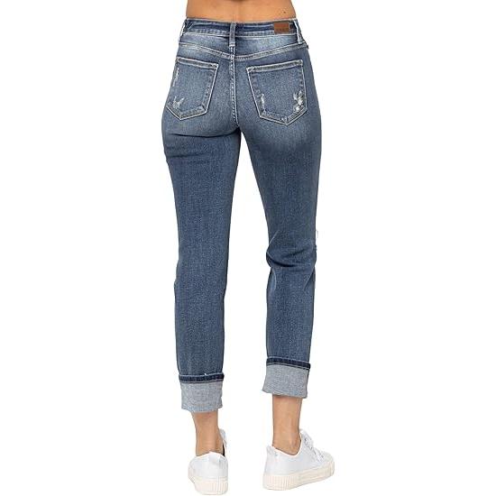 Judy Blue Midrise Cuffed Destroy Boyfriend Jeans, JB-82427 (15)