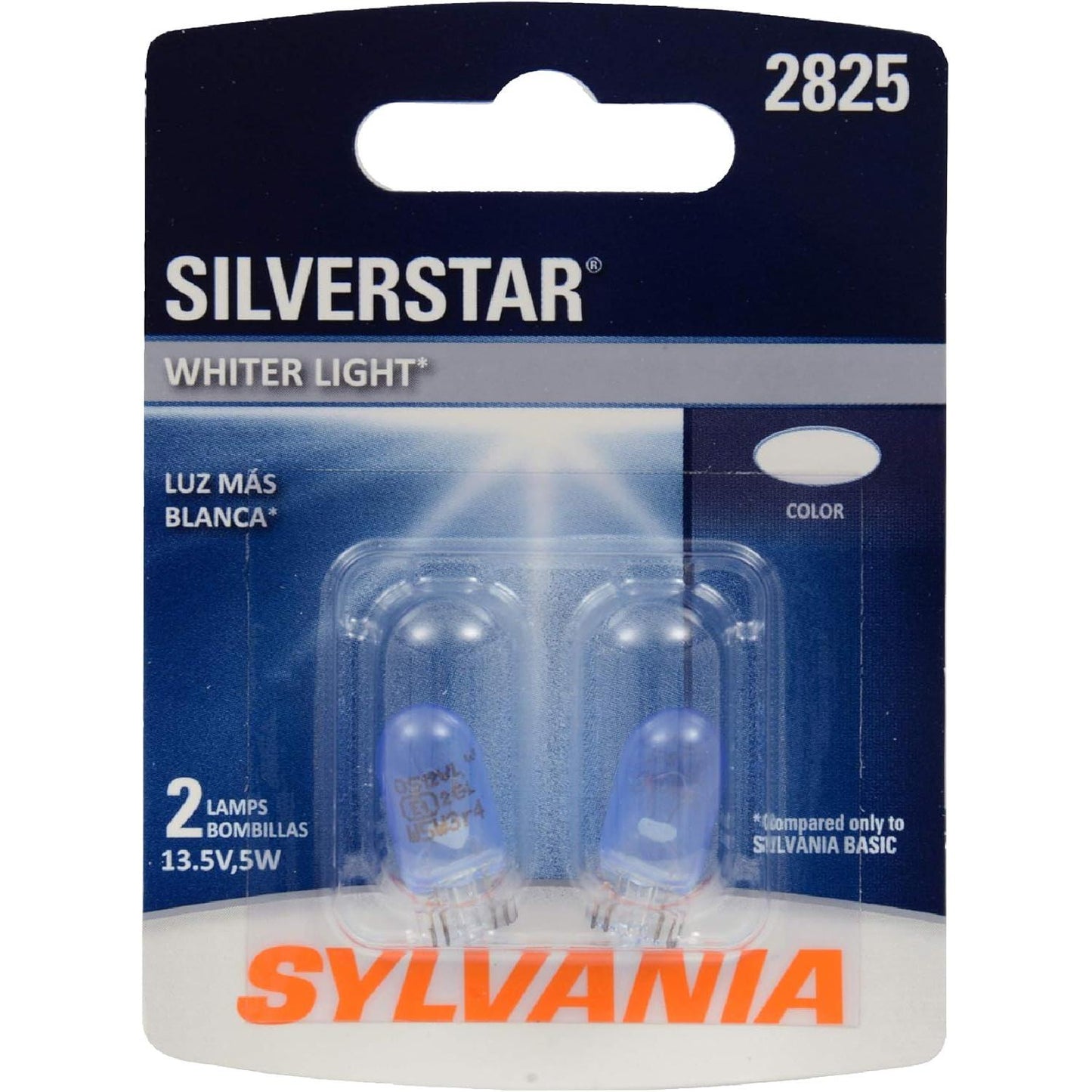 SYLVANIA 2825ST.BP2 SilverStar High Performance Miniature Bulb, (Contains 2 Bulbs) , White