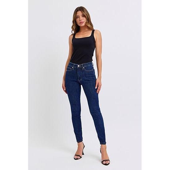 Judy Blue Tummy Control Classic Skinny Jeans  Women's Mid-Rise Sculpting Fit, Comfortable Stretch Jeans-88894 (US, Numeric, 5, Regular, Regular, Blue)