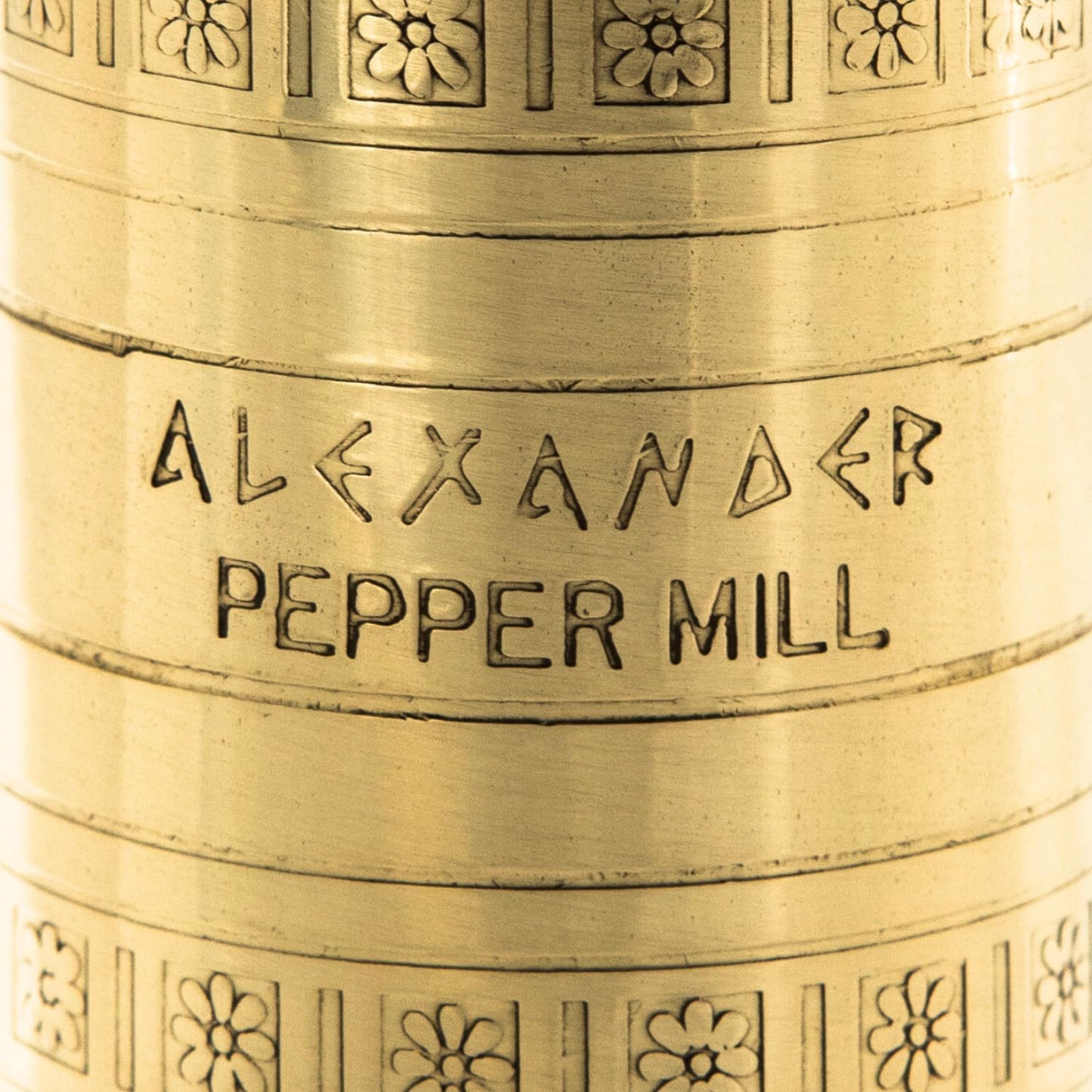 Alexander Home Original Greek Pepper Mill, 9-Inch Brass  European Manual Pepper Grinder, Refillable, with Polishing Cloth
