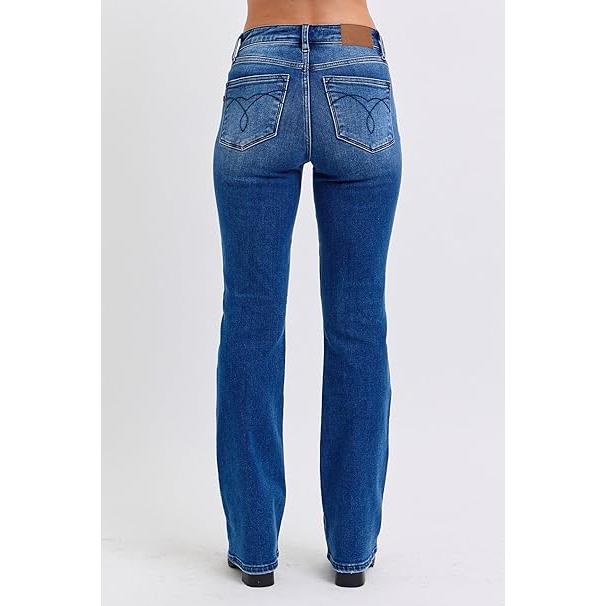 Judy Blue Mid Rise Bootcut Jeans with Thermal Lining (US, Numeric, 0, Regular, Regular, Blue)