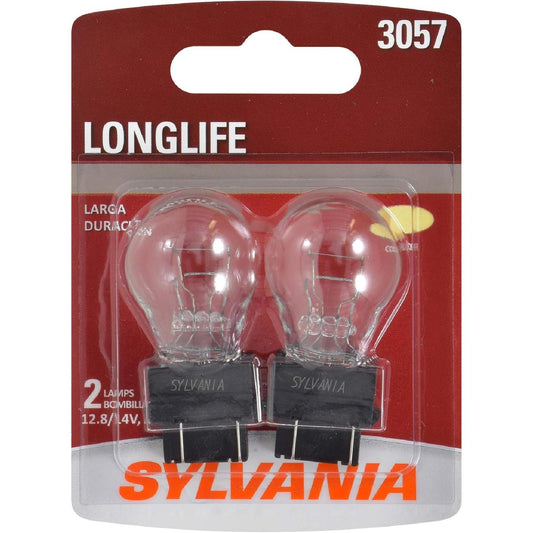 SYLVANIA - 3057 Long Life Miniature - Bulb, Ideal for Daytime Running Lights (DRL) and Back-Up/Reverse Lights (Contains 2 Bulbs)
