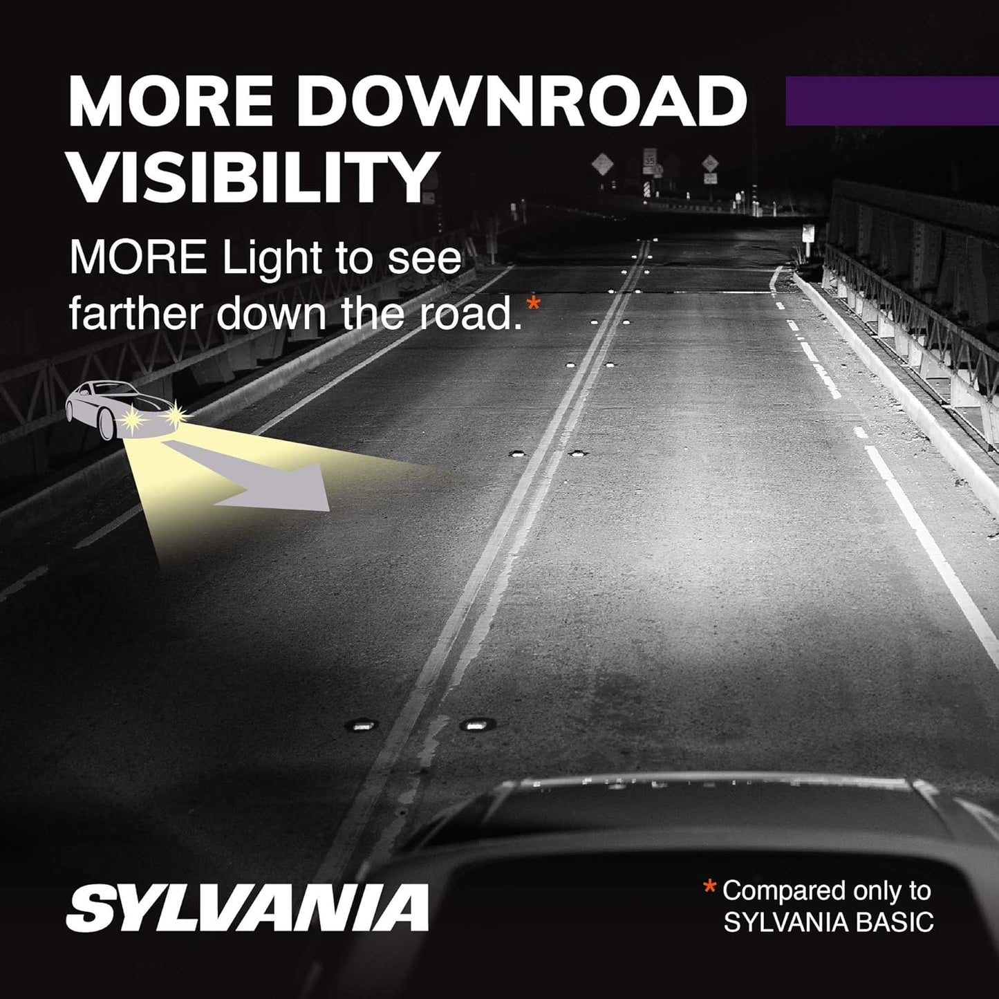 SYLVANIA - 9005 XtraVision Halogen Headlight Bulb - High-Performance Car Headlight - Halogen Light with No Glare - for Automotive - 2 Bulbs