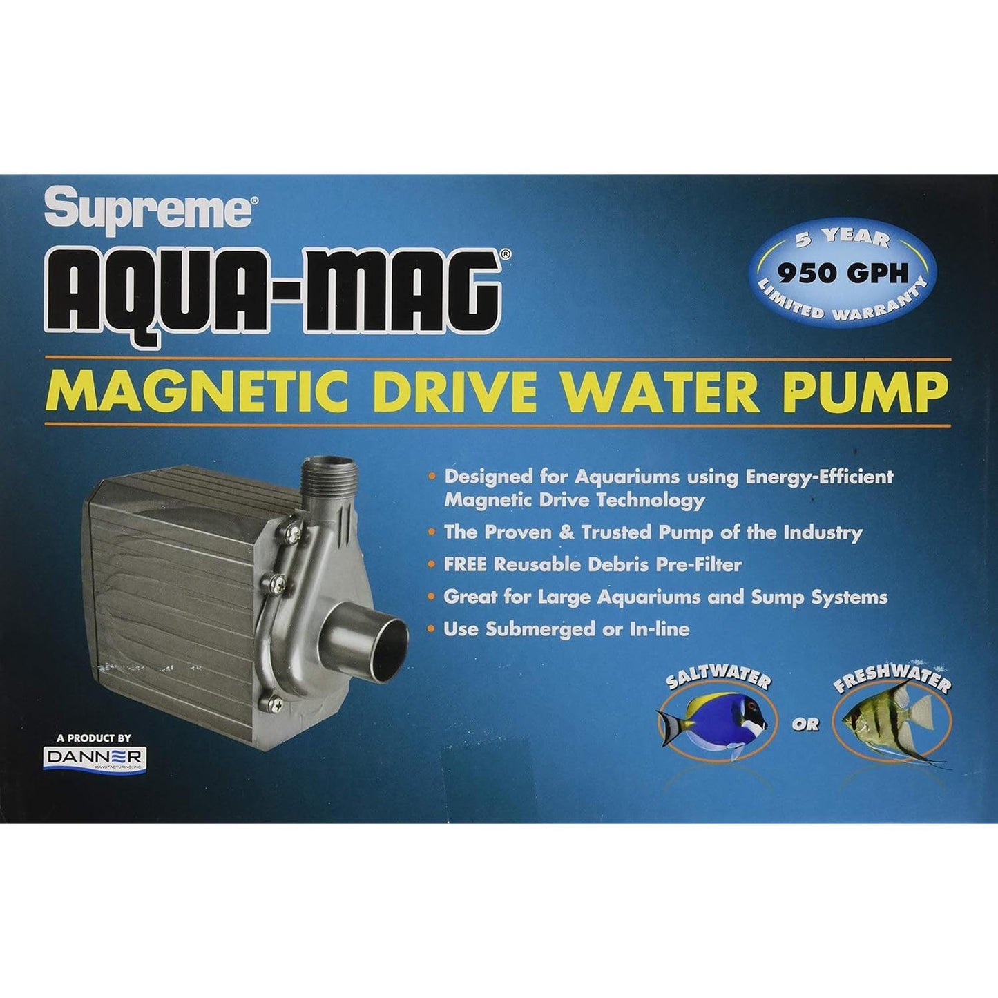 Danner Manufacturing, Inc. Supreme Aqua-Mag 950 GPH Magnetic Drive Water Pump, 02710