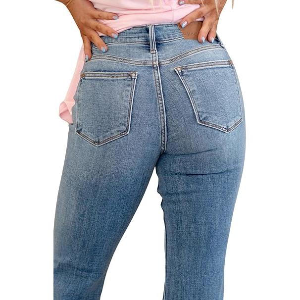 Judy Blue Women's Mid Rise Vintage Bootcut Jeans (Medium Blue, 14W)