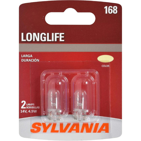 SYLVANIA - 168 Long Life Miniature - Bulb, Ideal for Interior Lighting - Map, Dome, Trunk, Cargo and License Plate (Contains 2 Bulbs)