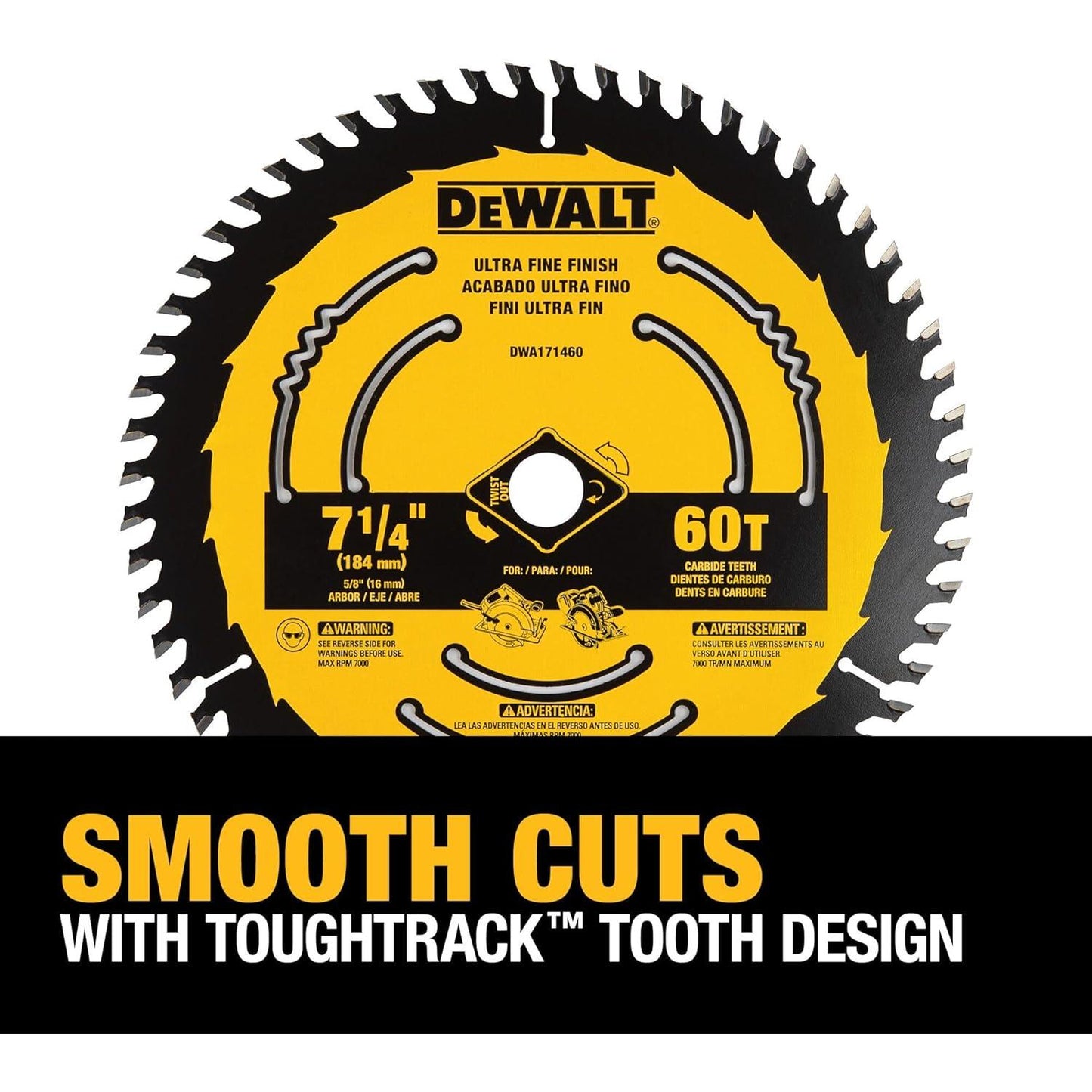 DEWALT Circular Saw Blade, 7 1/4 Inch, 60 Tooth, Wood Cutting (DWA171460)