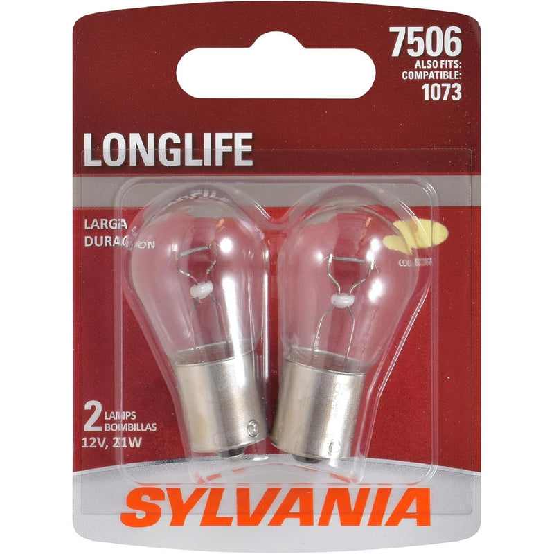SYLVANIA - 7506 Long Life Miniature - Bulb, Ideal for Daytime Running Lights (DRL) and Back-Up/Reverse Lights (Contains 2 Bulbs)