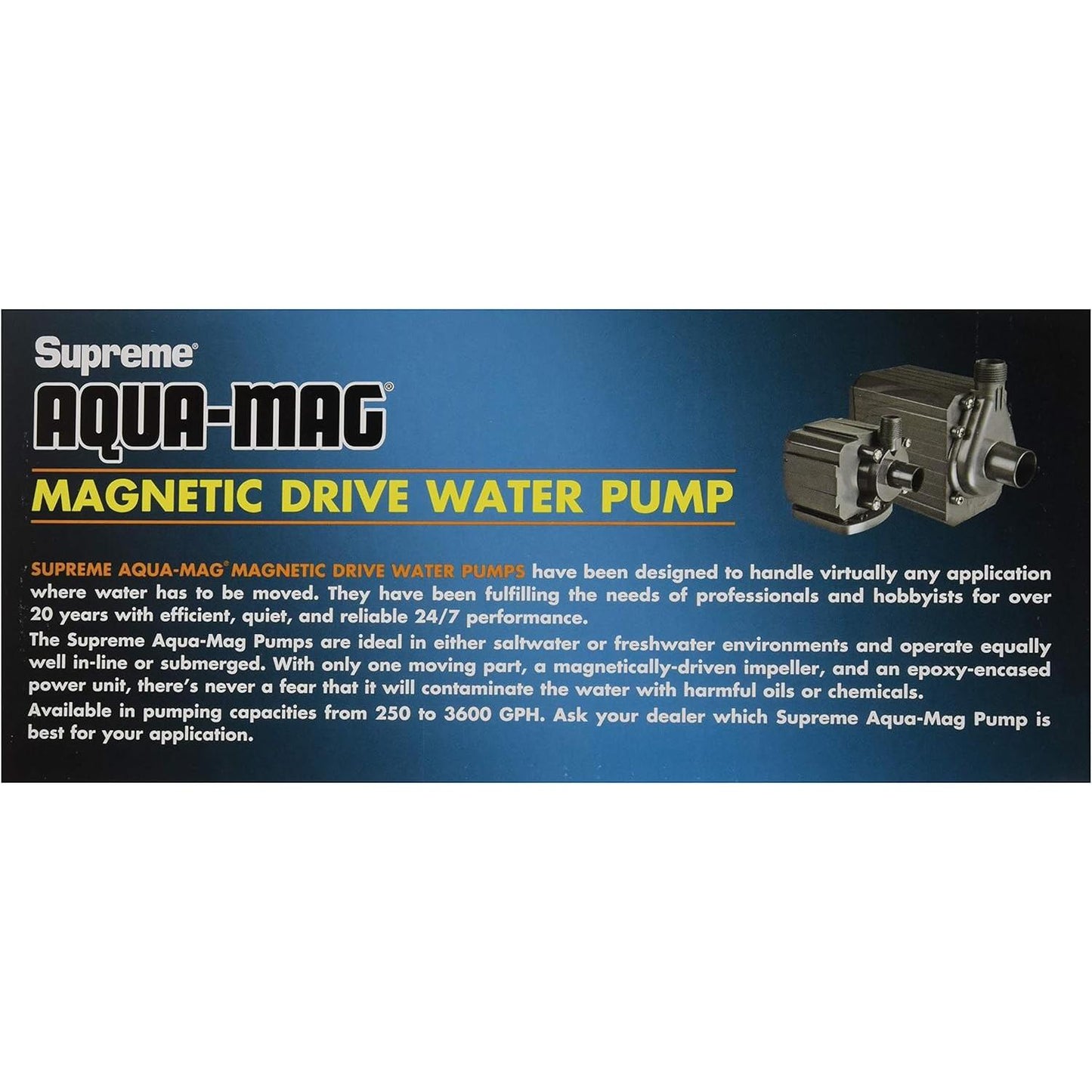 Danner Manufacturing, Inc. Supreme Aqua-Mag 950 GPH Magnetic Drive Water Pump, 02710