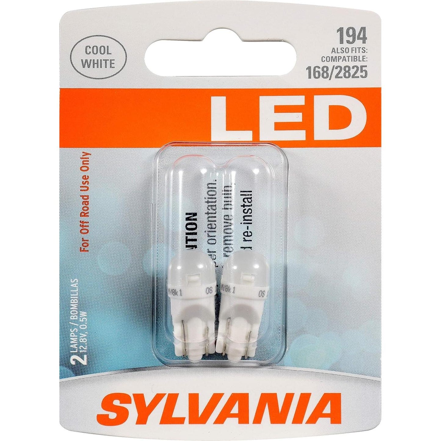 SYLVANIA - 194 T10 W5W LED White Mini Bulb - Bright LED Bulb, Ideal for Interior Lighting - Map, Dome, Cargo and License Plate (Contains 2 Bulbs)