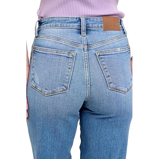 Judy Blue Womens Jeans - High Waisted Trouser Straight Fit (9, Medium Blue)